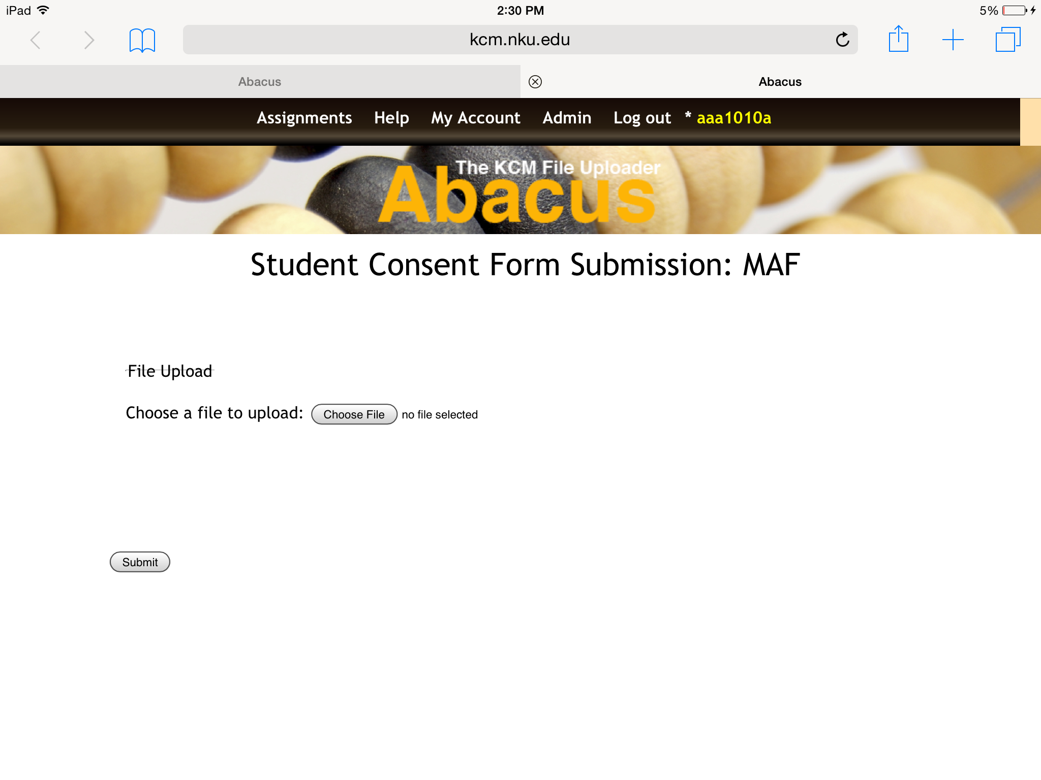 iPad Consent form Screen-shot