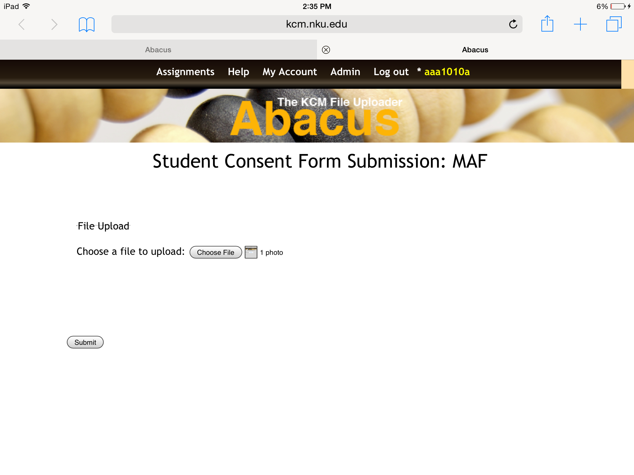 iPad Consent form Screen-shot
